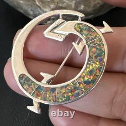 Multicolor Gilson Opal Gecko Lizard Navajo Sterling Silver Pin Pendant 1 20224