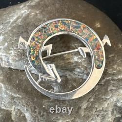 Multicolor Gilson Opal Gecko Lizard Navajo Sterling Silver Pin Pendant 1 20224