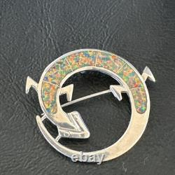 Multicolor Gilson Opal Gecko Lizard Navajo Sterling Silver Pin Pendant 1 20224
