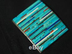 Museum Quality! Sterling & Turquoise Cornrow Heishi Pin/pendant Kewa/sd Pueblo