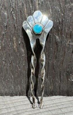 NATIVE AMERICAN NAVAJO SILVER & TURQUOISE HAIR PIN Stamped 925 New Mexico