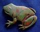 Native American Sterling Carved Green Turquoise Inlay Frog Pin Pendant Estate