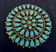 Native American Sterling Turquoise Handmade Vint Cluster Pin/pendant Estate