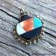 Native American Zuni Mosaic Inlay Pot Pendant By Teddy Weahkee