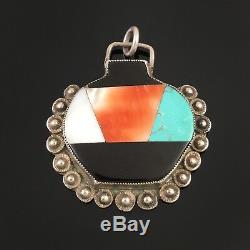 NATIVE AMERICAN ZUNI MOSAIC INLAY POT PENDANT by TEDDY WEAHKEE