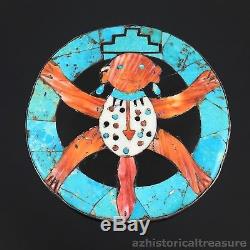 NATIVE AMERICAN ZUNI MOSAIC INLAY SACRED FROG PIN PENDANT by TEDDY WEAHKEE