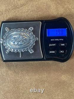 NAVAJO 925 Silver Vintage Shiny Patterned Turtle Motif Brooch Pin Signed NL