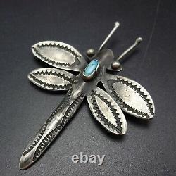 NAVAJO Hand Stamped Sterling Silver TURQUOISE DRAGONFLY PIN/BROOCH