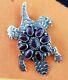 Navajo Handmade Sterling Silver And Rare Purple Spiny Oyster Horned Lizard Pin