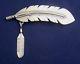 Navajo Joe Delgarito Sterling Silver Stamped Domed Handmade Vintage Feathers Pin