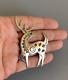 Navajo Lc Lee Charley Large Sterling Hand Stamped Jumping Deer Reindeer Pin Nwot