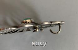 NAVAJO MC Martha Cayatineto HUGE Sandcast Sterling Turquoise FLOWER Pendant Pin