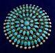 Navajo Pawn Sterling Domed Turquoise Handmade Vintage Cluster Pin Estate