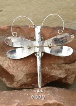 NAVAJO-STERLING SILVER & TURQUOISE DRAGONFLY PIN by HARRIS JOE NATIVE AMERICAN