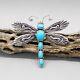 Navajo-sterling Silver & Turquoise Dragonfly Pin By Lee Charley-native American