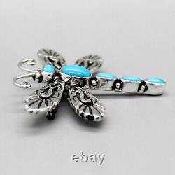 NAVAJO-STERLING SILVER & TURQUOISE DRAGONFLY PIN by LEE CHARLEY-NATIVE AMERICAN