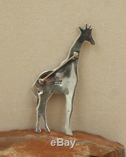 NAVAJO-STERLING & TURQUOISE LARGE GIRAFFE PIN by LEE CHARLEY-NATIVE AMERICAN