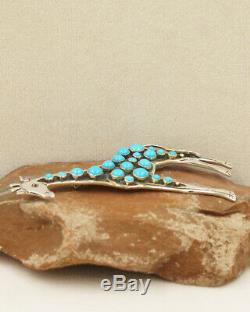 NAVAJO-STERLING & TURQUOISE LARGE GIRAFFE PIN by LEE CHARLEY-NATIVE AMERICAN