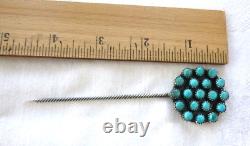 NEW Kingman Turquoise Rosette Hair-Pick Hair-Stick Pin Sterling Silver 4.5