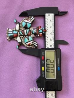 Native Am. Zuni HE Cellicion Knifewing Brooch/Pendant Turquiose MOP Onyx. 925