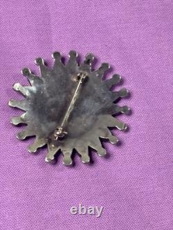 Native Am. Zuni Turquoise Sterling Brooch 10.2g