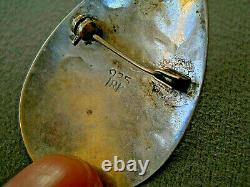 Native American 18 K Gold Peyote Bird on Hammered Sterling Silver Pendant Pin