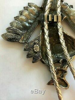 Native American 1940s Sancrest Eagle Bolo Tie with Turquoise or Great Pin