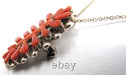 Native American Artist Signed Sterling Silver Petite Point Coral Pin/pendant