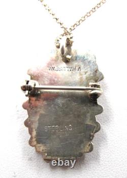 Native American Artist Signed Sterling Silver Petite Point Coral Pin/pendant