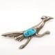 Native American Bird Turquoise Sterling Silver Brooch