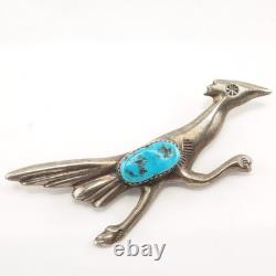 Native American Bird Turquoise Sterling Silver Brooch