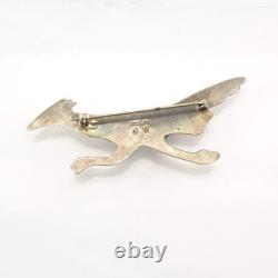 Native American Bird Turquoise Sterling Silver Brooch