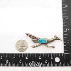 Native American Bird Turquoise Sterling Silver Brooch