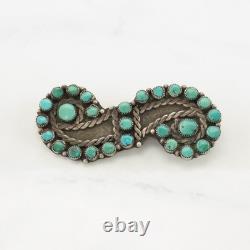 Native American Blue Turquoise Cluster Sterling Silver Brooch
