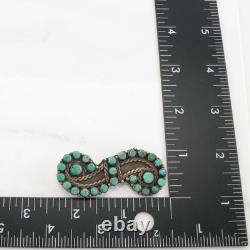 Native American Blue Turquoise Cluster Sterling Silver Brooch