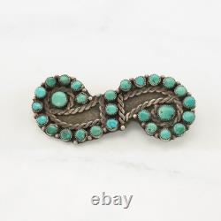 Native American Blue Turquoise Cluster Sterling Silver Brooch