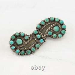 Native American Blue Turquoise Cluster Sterling Silver Brooch Native American Blue Turquoise Cluster Sterling Silver Brooch