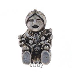 Native American Carol Felley Navajo Storyteller Convert Brooch/Pendant 925 Pin
