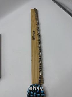 Native American Cluster Turquoise Brooch Pendant Sterling Silver Signed H. Jim