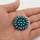 Native American Cluster Turquoise Brooch Sterling Silver