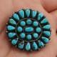Native American Cluster Turquoise Brooch Sterling Silver