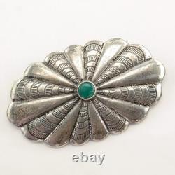 Native American Concho Turquoise Sterling Silver Brooch
