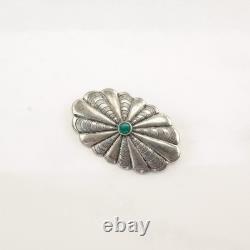 Native American Concho Turquoise Sterling Silver Brooch