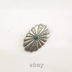 Native American Concho Turquoise Sterling Silver Brooch
