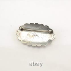 Native American Concho Turquoise Sterling Silver Brooch