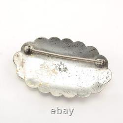 Native American Concho Turquoise Sterling Silver Brooch