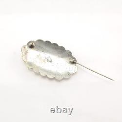 Native American Concho Turquoise Sterling Silver Brooch