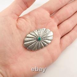 Native American Concho Turquoise Sterling Silver Brooch