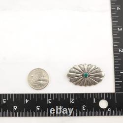 Native American Concho Turquoise Sterling Silver Brooch