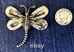 Native American Dragonfly Pin Silver Spiney Oyster Cabochon